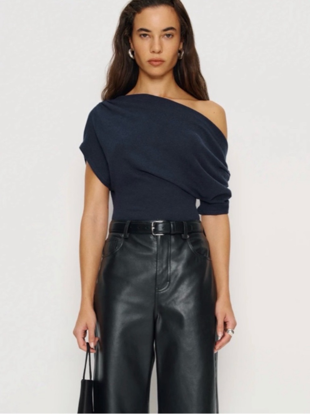 Reformation Iris Navy Knit Top